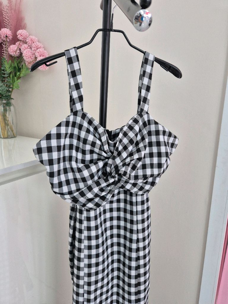 머메이드 체크 뷔스티에 롱원피스(M) 이미지