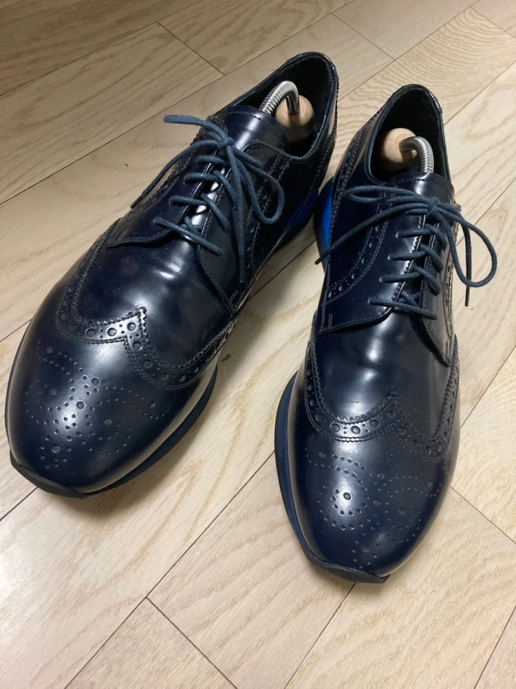 프라다 PRADA 다크네이비 레더 윙팁 더비슈즈 270사이즈 이미지