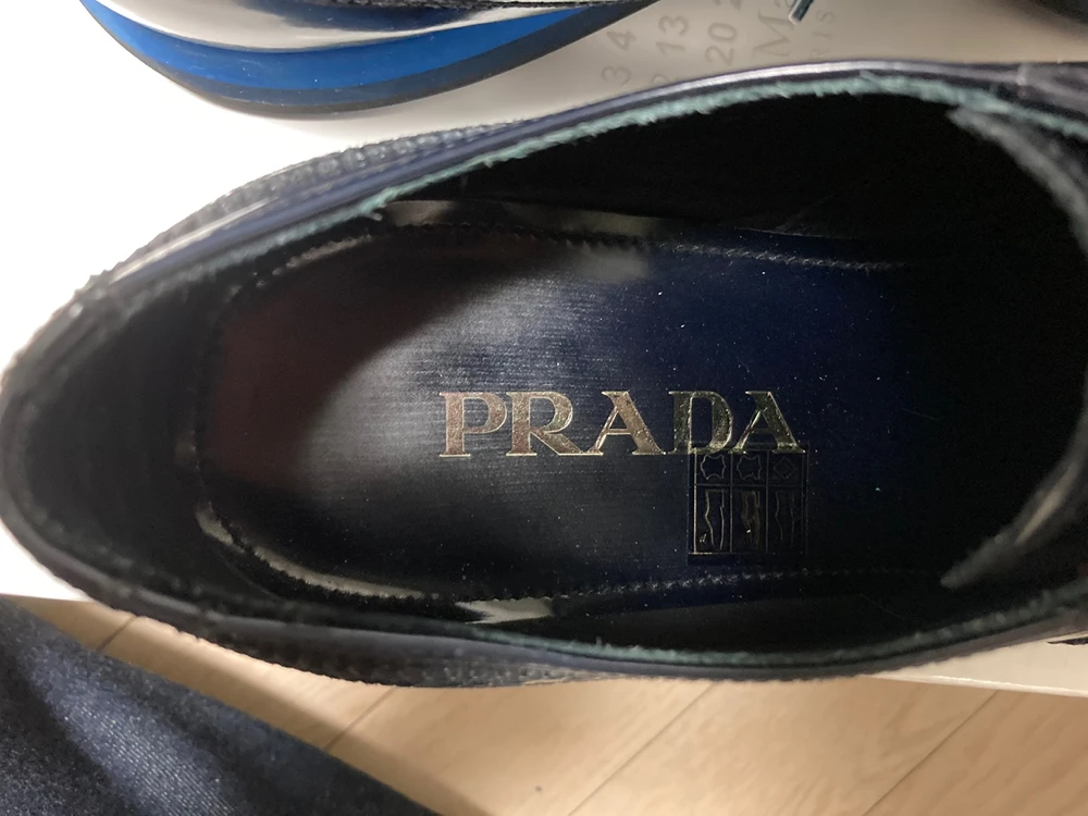 프라다 PRADA 다크네이비 레더 윙팁 더비슈즈 270사이즈 이미지