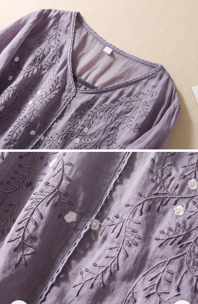 자수포인트 레이스 찰랑찰랑 시원한 여름블라우스 새상품 이미지