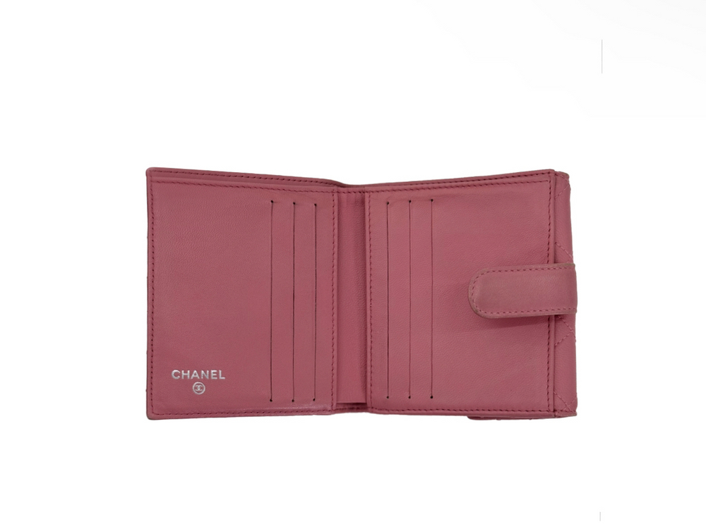 샤넬 CC로고 램스킨 클래식 똑딱이 플랩 반지갑 핑크 이미지