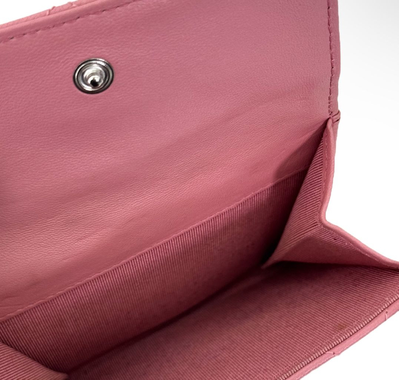 샤넬 CC로고 램스킨 클래식 똑딱이 플랩 반지갑 핑크 이미지