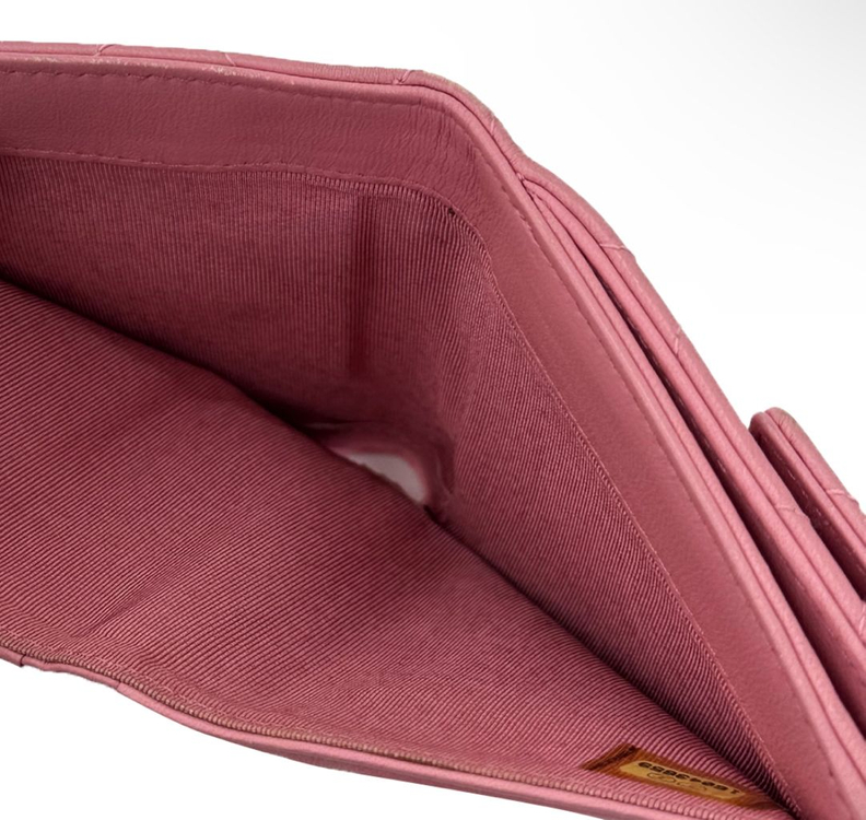 샤넬 CC로고 램스킨 클래식 똑딱이 플랩 반지갑 핑크 이미지