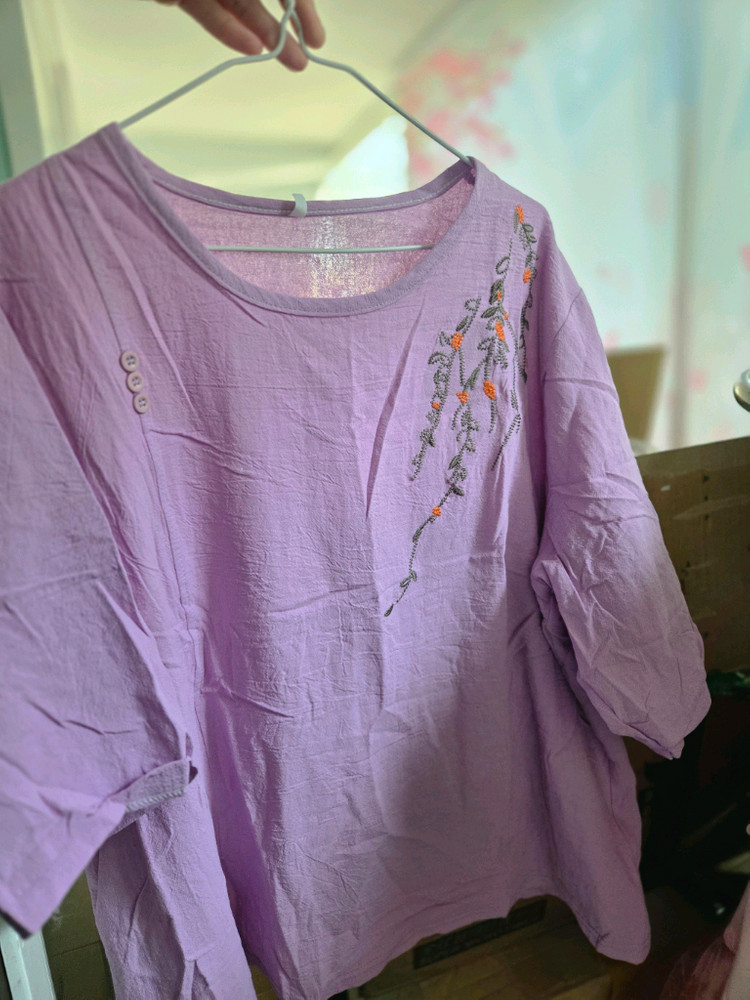 빅사이즈 자수포인트 시원한재질 여성 반팔 새상품 이미지