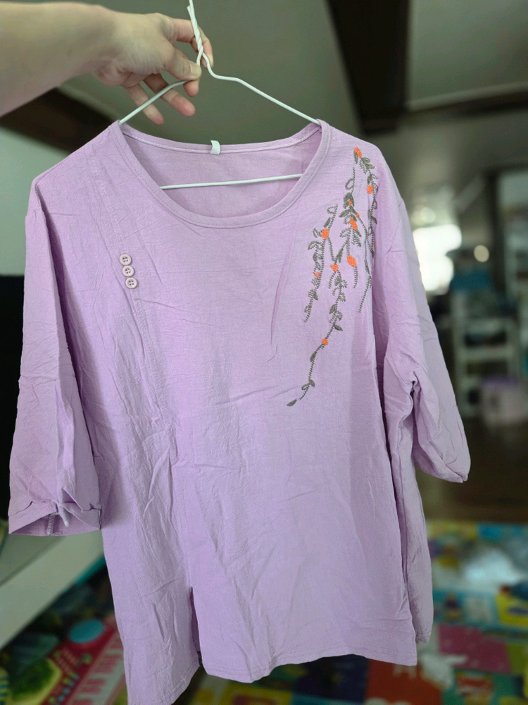 빅사이즈 자수포인트 시원한재질 여성 반팔 새상품 이미지