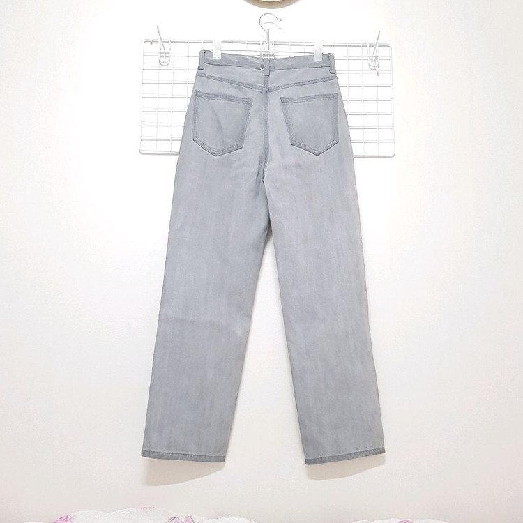 스파오 하이웨이스트 일자핏 그레이진 연회색 데님 청바지 64사이즈 (25~26사이즈) 이미지