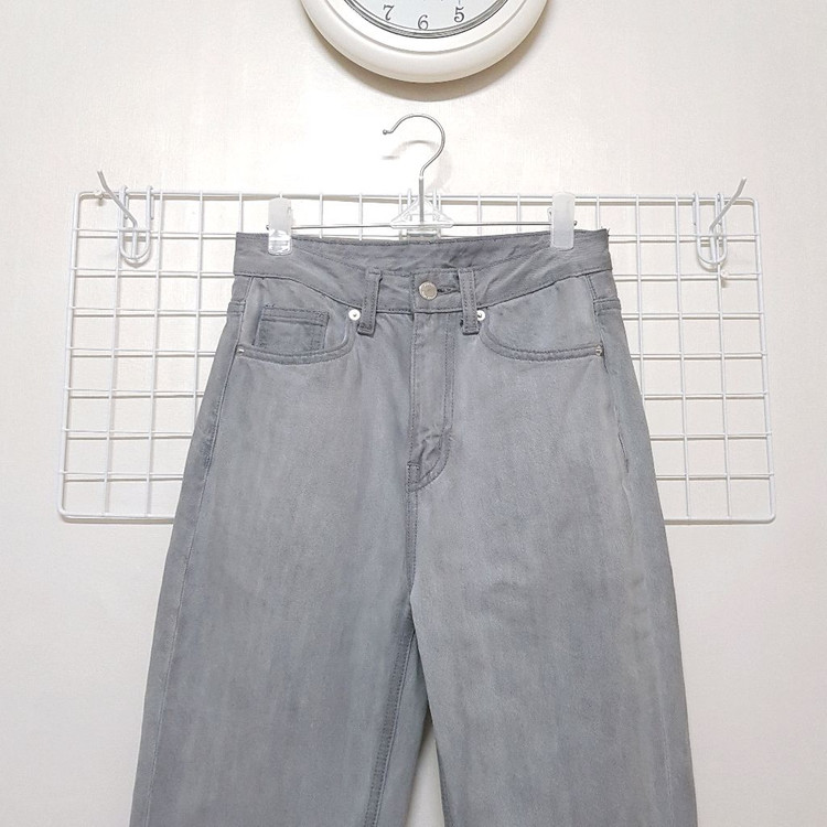 스파오 하이웨이스트 일자핏 그레이진 연회색 데님 청바지 64사이즈 (25~26사이즈) 이미지