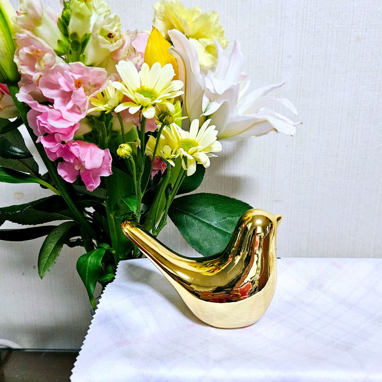 새상품]고급진 황금 세라믹 완벽방수 종달새 장식 조각 인테리어 소품 골드 현관 화장실 책상 식탁 테이블 이미지