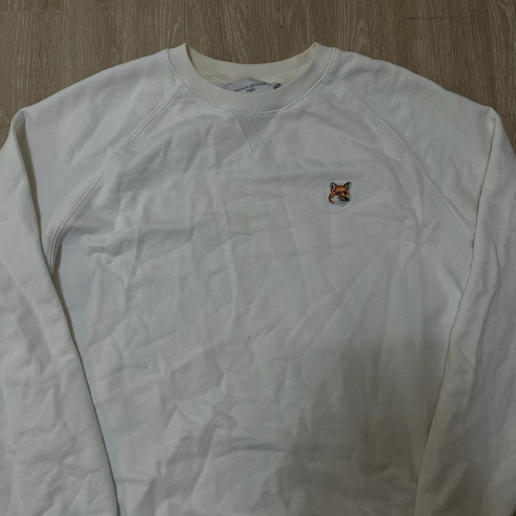 정품 메종키츠네 폭스헤드 화이트 맨투맨 S/90 이미지