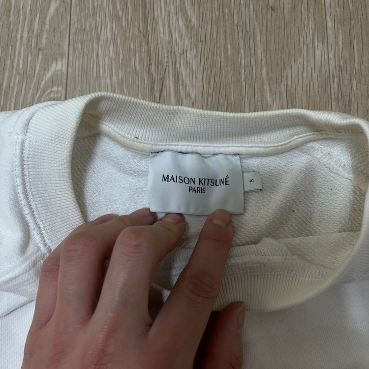 정품 메종키츠네 폭스헤드 화이트 맨투맨 S/90 이미지