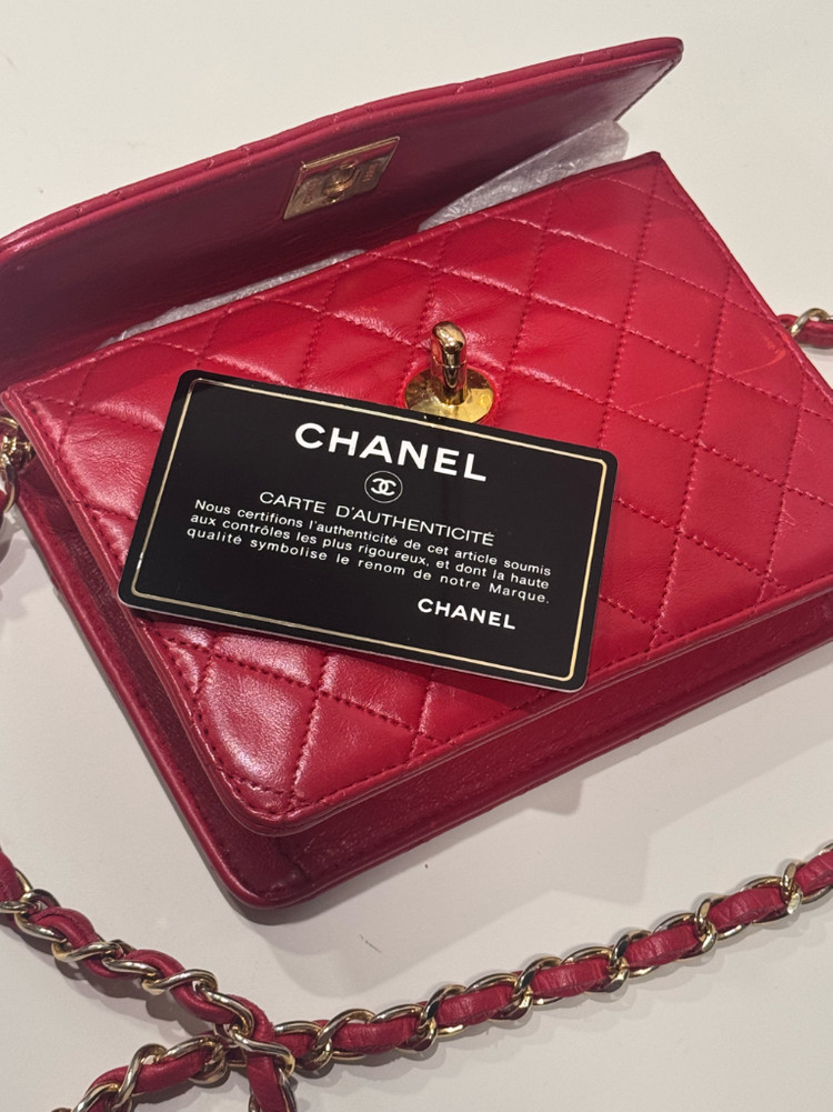 퀼팅 체인백 미듐 레드 이미지