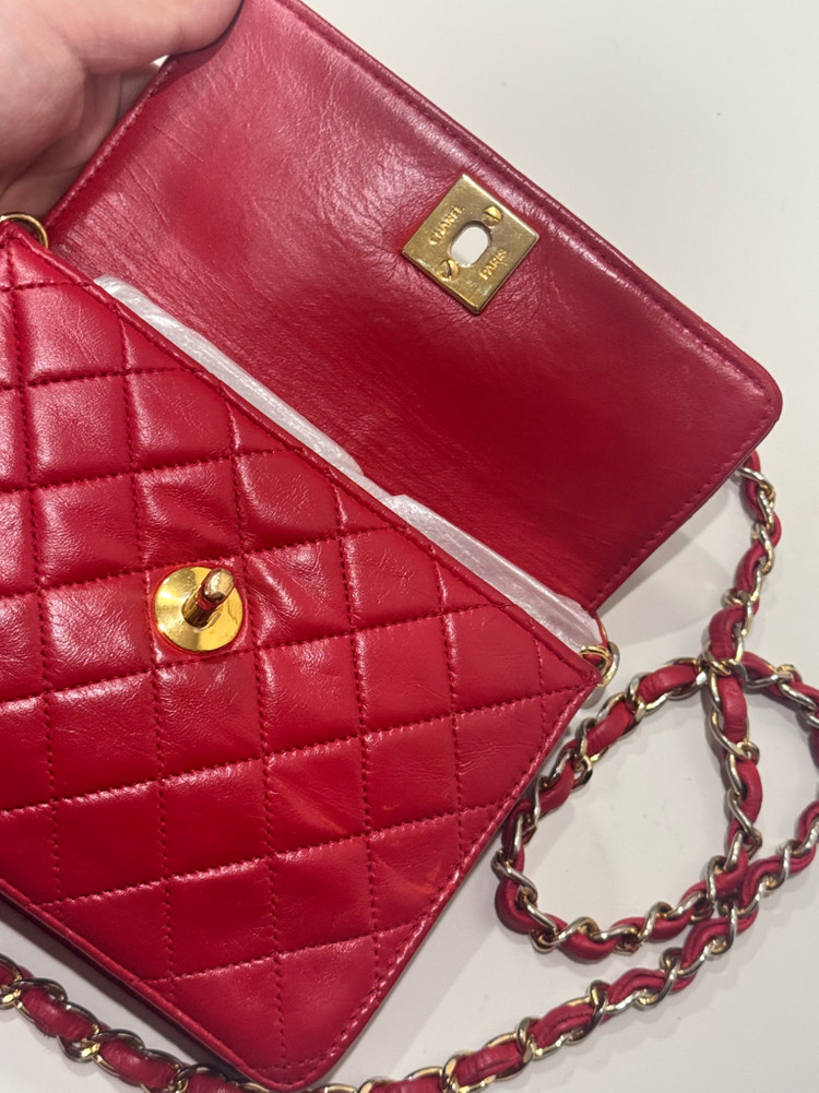 퀼팅 체인백 미듐 레드 이미지