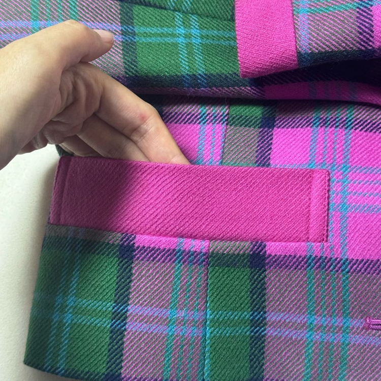 일본 수입 핑크 그린 체크 자켓 이미지