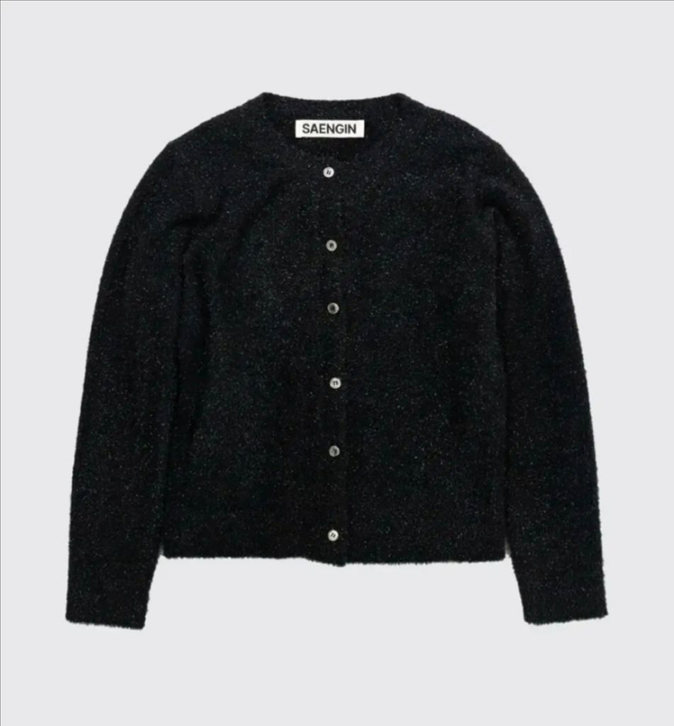 생긴스튜디오 TINSEL KNIT BUTTON CARDIGAN 블랙 이미지