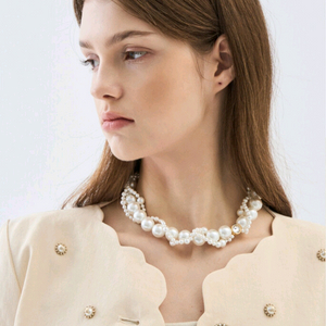 (새상품) 랑방컬렉션 루미에르 펄 로고 레이어드 목걸이 이미지