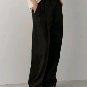 파사드패턴 코튼 투턱 와이드팬츠 블랙S 새상품 이미지