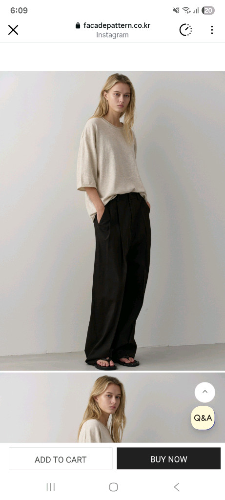 파사드패턴 코튼 투턱 와이드팬츠 블랙S 새상품 이미지