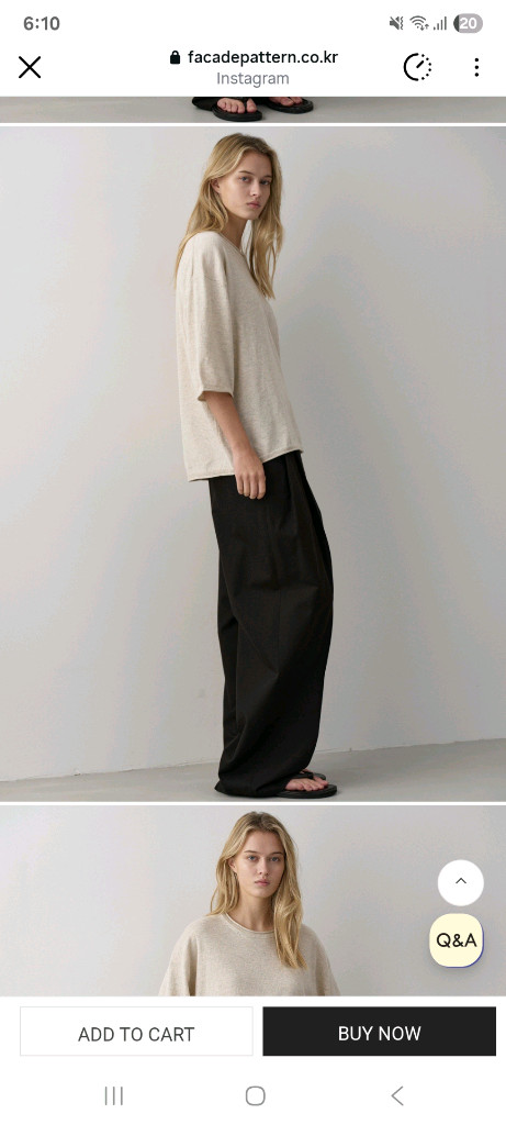 파사드패턴 코튼 투턱 와이드팬츠 블랙S 새상품 이미지