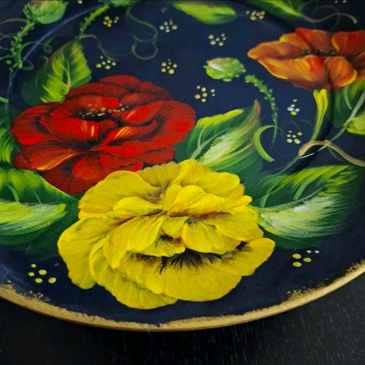 앤틱빈티지 포크아트 스탠드 디저트 접시 트레이 받침대 플레이팅접시 이미지