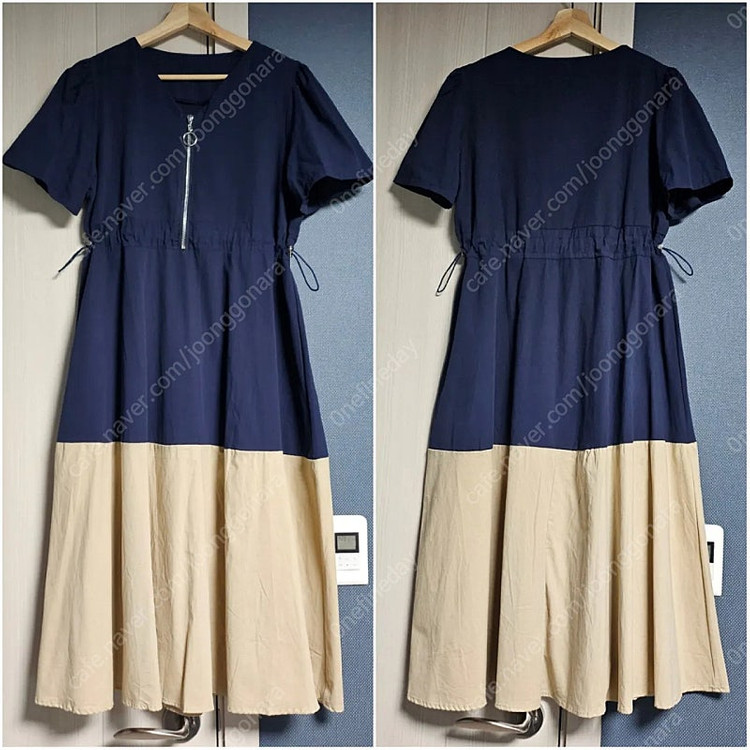 [새상품] 네이비 집업 바스락 롱원피스 이미지