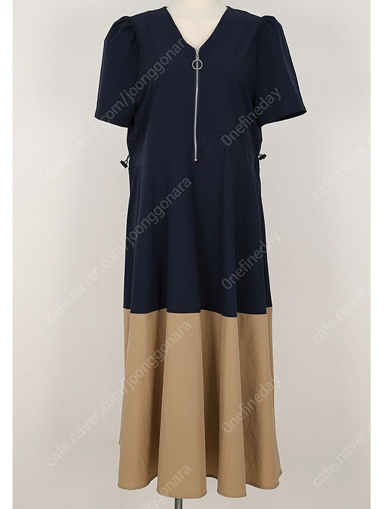 [새상품] 네이비 집업 바스락 롱원피스 이미지