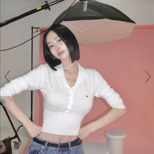 (새상품) 페일제이드 카라 니트 티 화이트 이미지