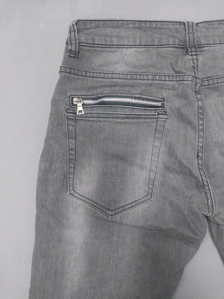 [32] 발망 그레이워싱 지퍼디자인 테이퍼드진 청바지 이미지