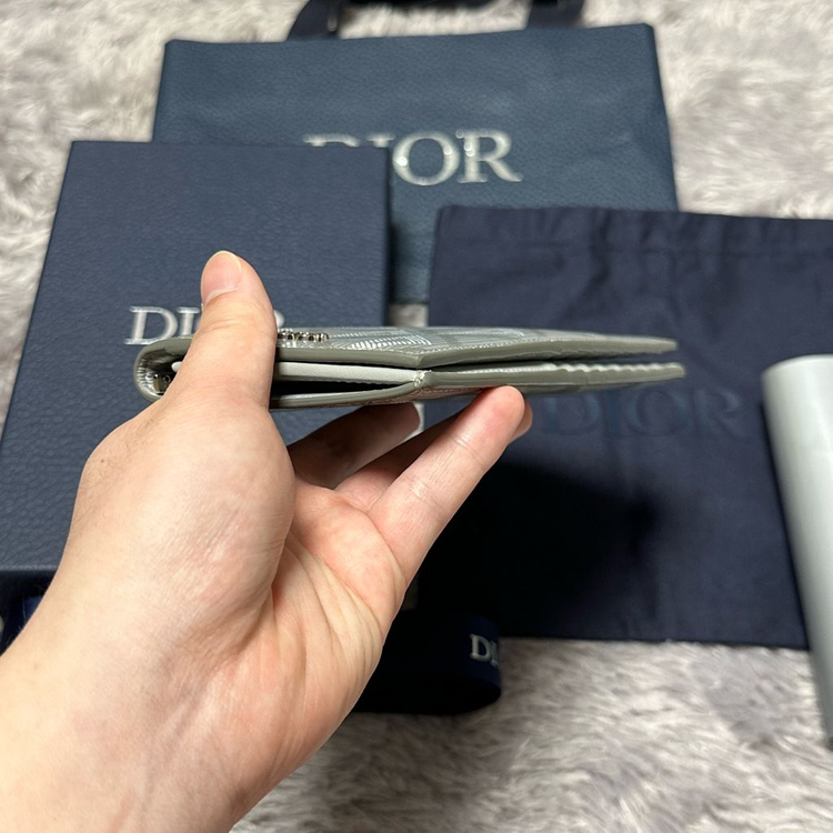 [풀구성] 디올 CD 다미아몬드 장지갑 그레이 이미지