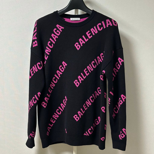 [오버핏 XS] 발렌시아가 멀티로고 울 오버 니트 블랙 이미지