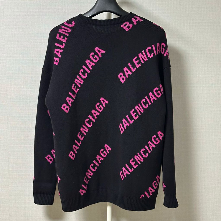 [오버핏 XS] 발렌시아가 멀티로고 울 오버 니트 블랙 이미지