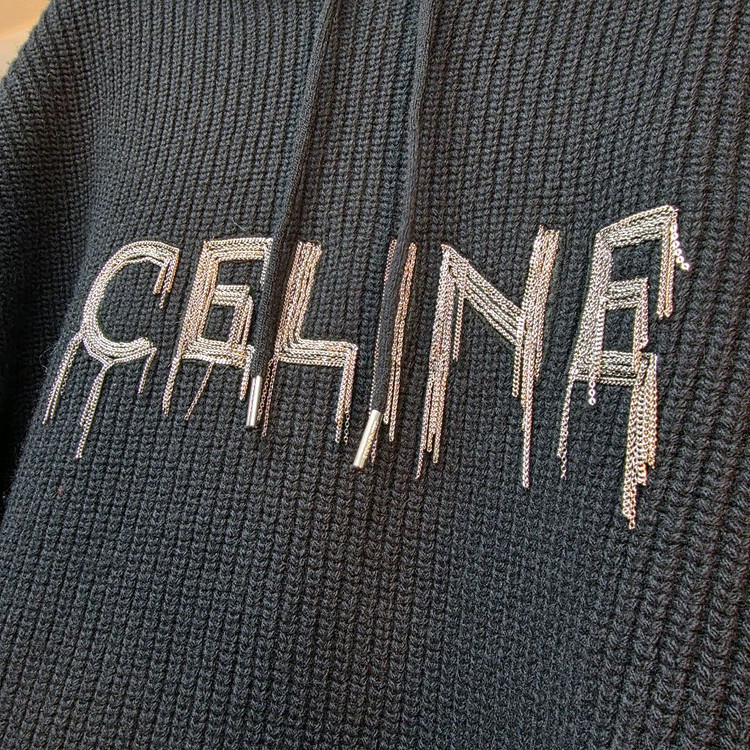 [클로젯][XL]셀린느 체인로고 리브드 니트 후드티 이미지