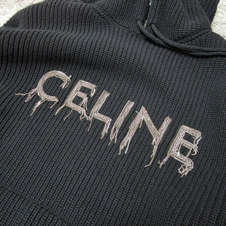 [클로젯][XL]셀린느 체인로고 리브드 니트 후드티 이미지