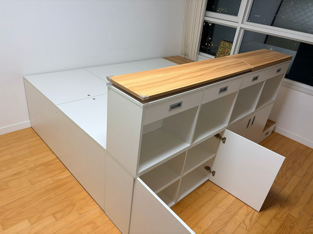 마티노가구 스텝스 평상형 빅 수납 침대 프레임 퀸사이즈(매트리스X) 이미지