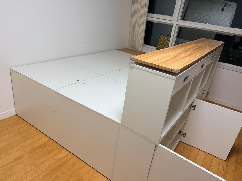 마티노가구 스텝스 평상형 빅 수납 침대 프레임 퀸사이즈(매트리스X) 이미지