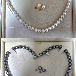 [새상품8mm세트]스와로브스키 정품 진주 목걸이&귀걸이 세트 고퀄리티 이미지