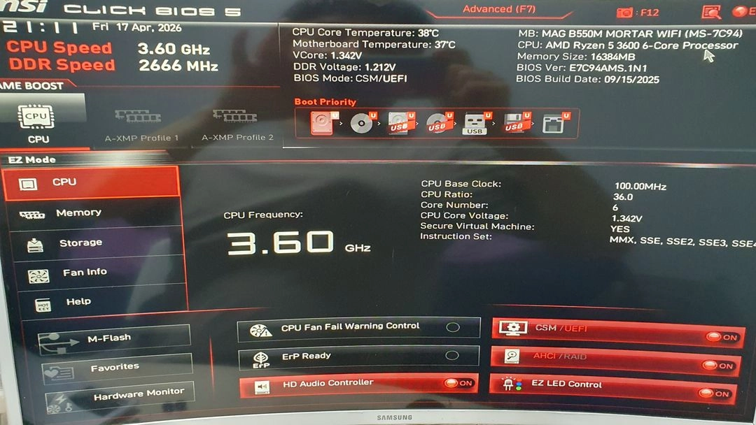 라이젠 3600 / B550M mortar WiFi / GTX1060 3GB / 16GB / 삼성 SSD 본체 - 안심되는 중고거래