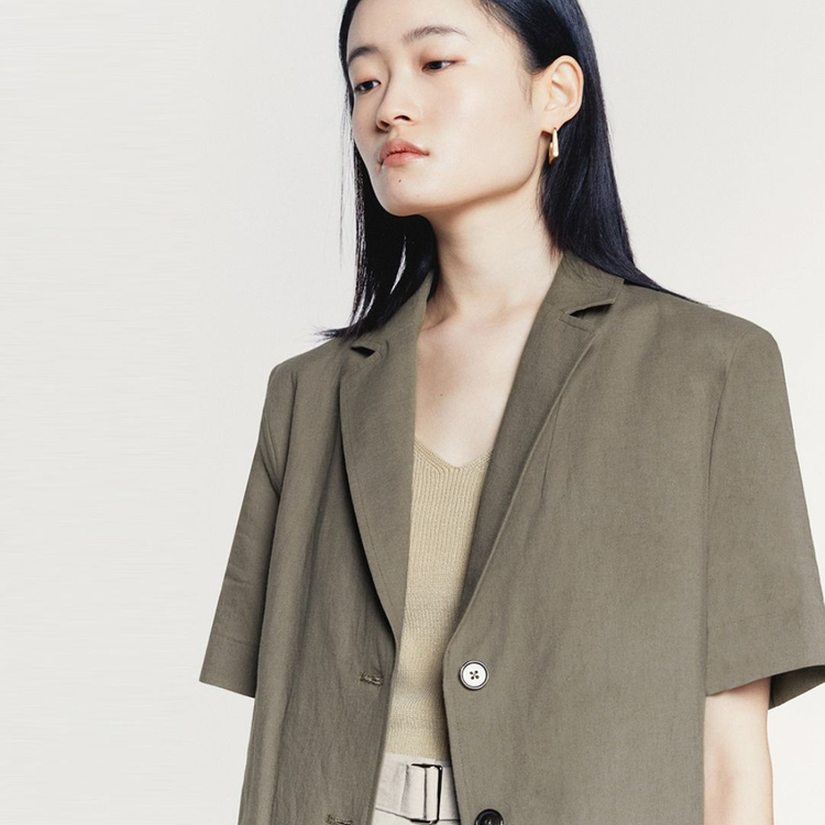 몽돌(MONGDOL) 오버핏 린넨하프자켓 55-66 새상품 이미지