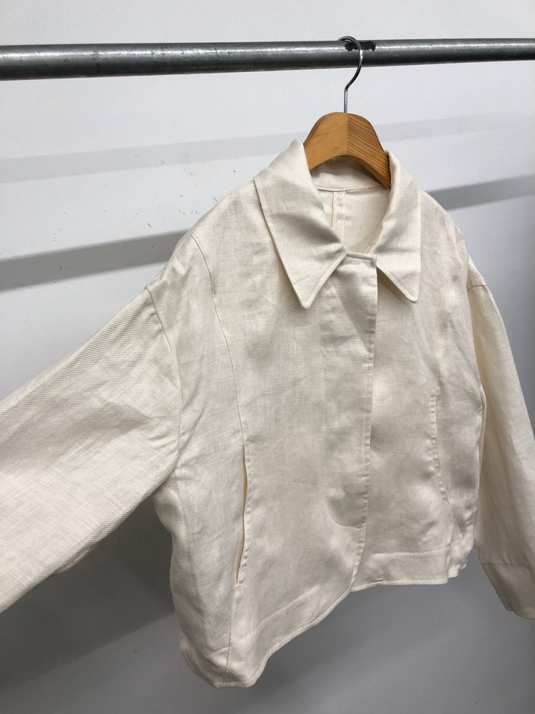 더엣지 린넨100 숏 자켓 오트밀 55 이미지