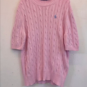 폴로랄프로렌 핑크 반팔니트 L 폴로케이블반팔니트 폴로꽈배기니트 이미지