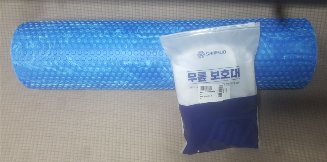 삼후무릎보호대2p 화이트,고무나라 폼롤러60cm 일괄 이미지