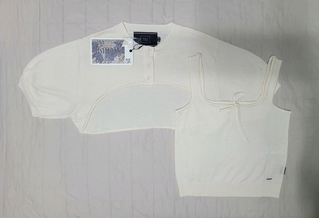 로맨틱크라운 아이보리 컬러 니트 셋업 M 이미지