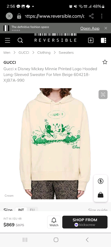 구찌 디즈니 미키마우스 후드티 m 정품검수완료 이미지