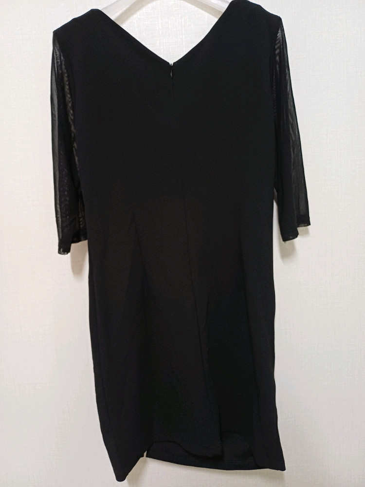 블랙 시스루 소매 미니원피스 XL 55-66 이미지