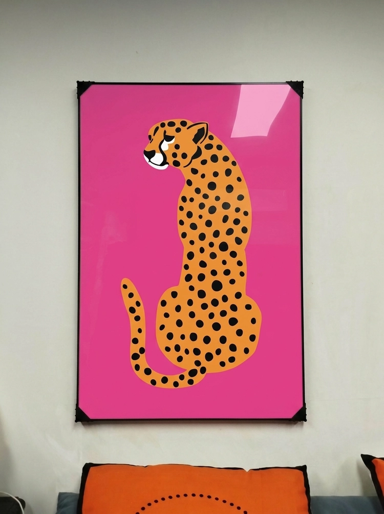 그림 액자 팝아트 인테리어소품 치타그림 표범액자 입술그림 립아트 2종 세트 대형 거실 벽걸이 장식용 모던 아트 포스 이미지