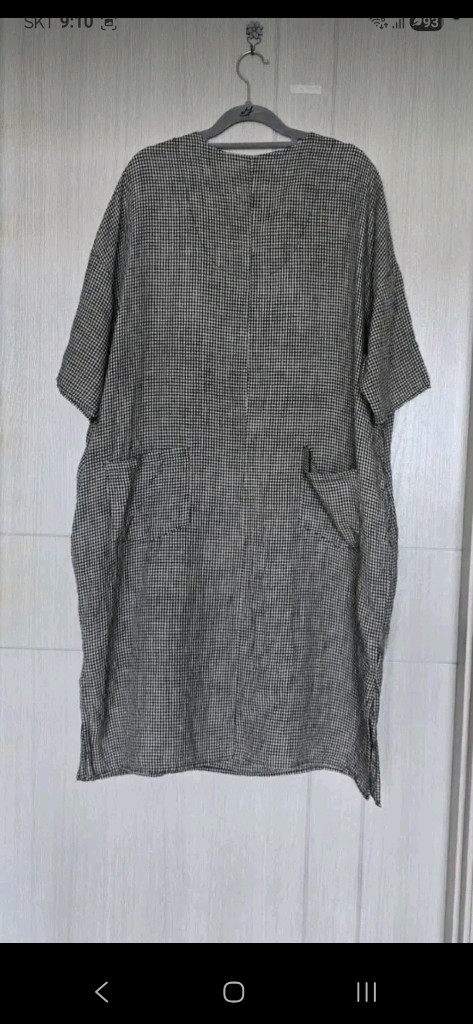 프리~88/면 롱 체크 원피스 이미지