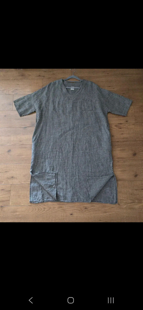 프리~88/면 롱 체크 원피스 이미지