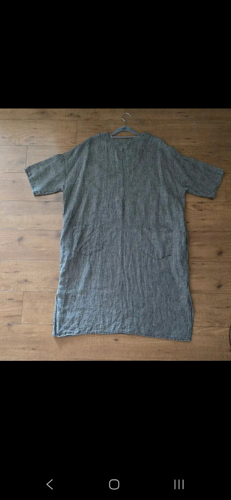 프리~88/면 롱 체크 원피스 이미지