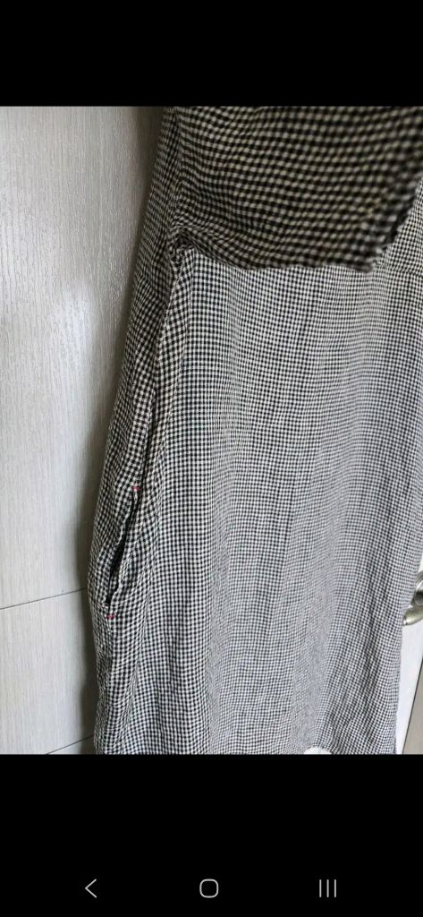 프리~88/면 롱 체크 원피스 이미지