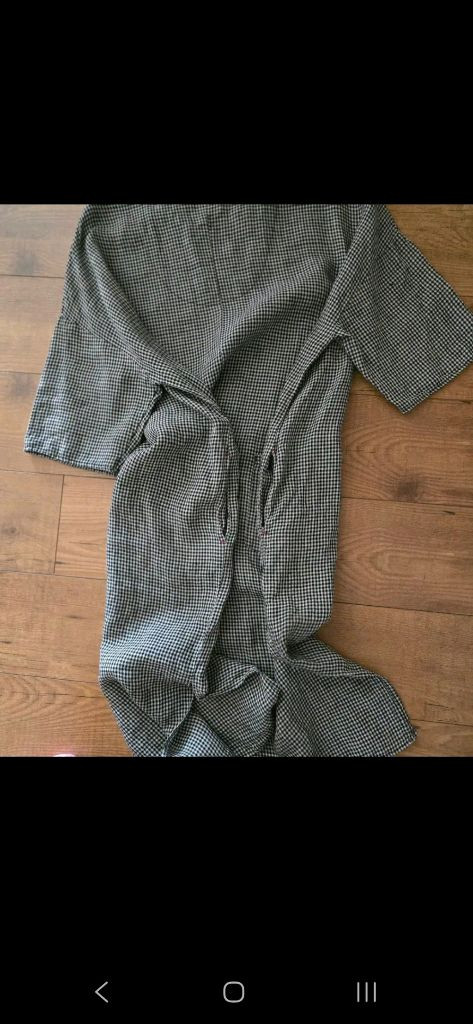 프리~88/면 롱 체크 원피스 이미지