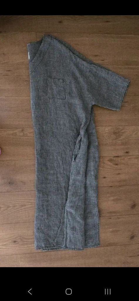 프리~88/면 롱 체크 원피스 이미지